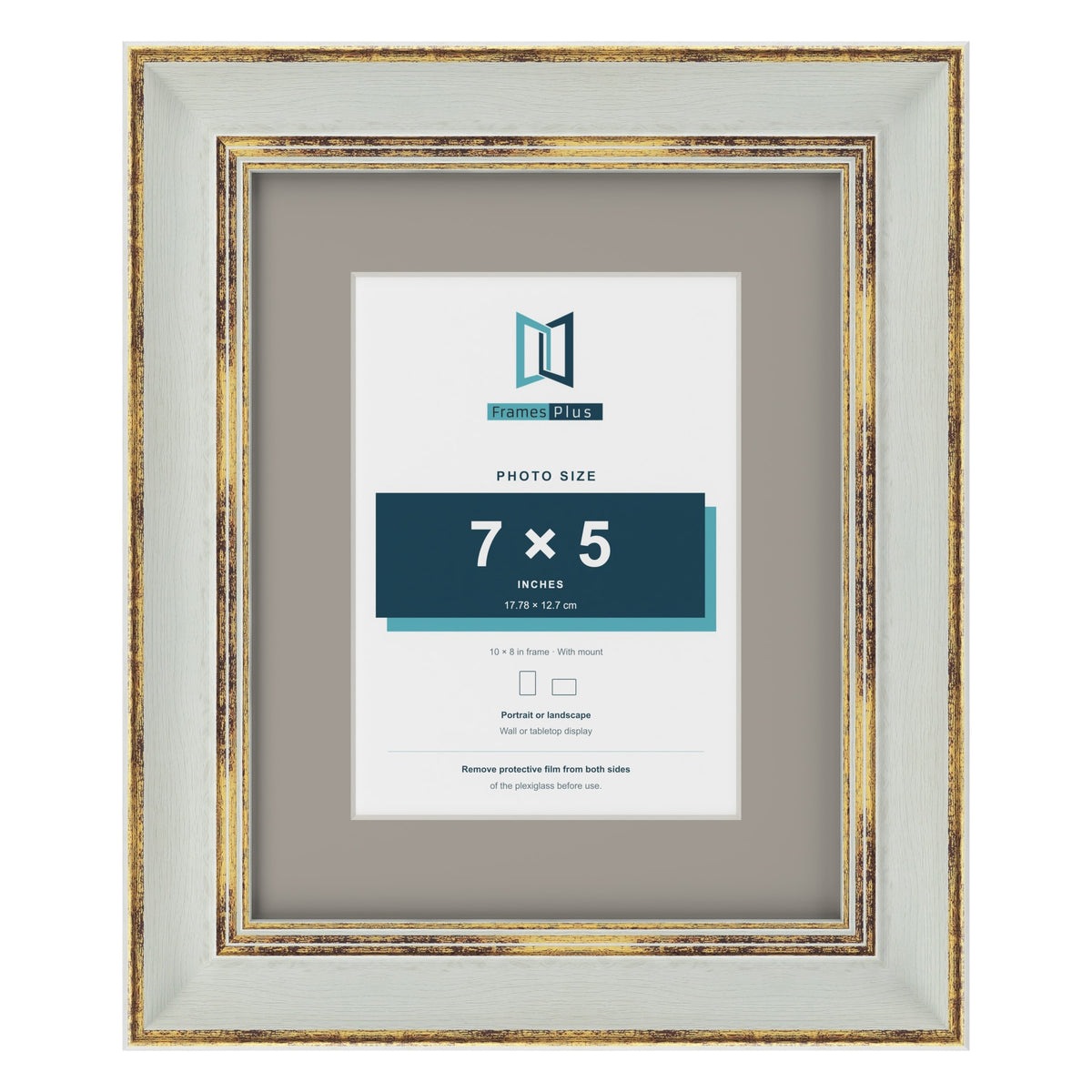 Cassis Light Grey 10 x 8 inch picture frame with a dawn grey mount for a 7 x 5 inch photo