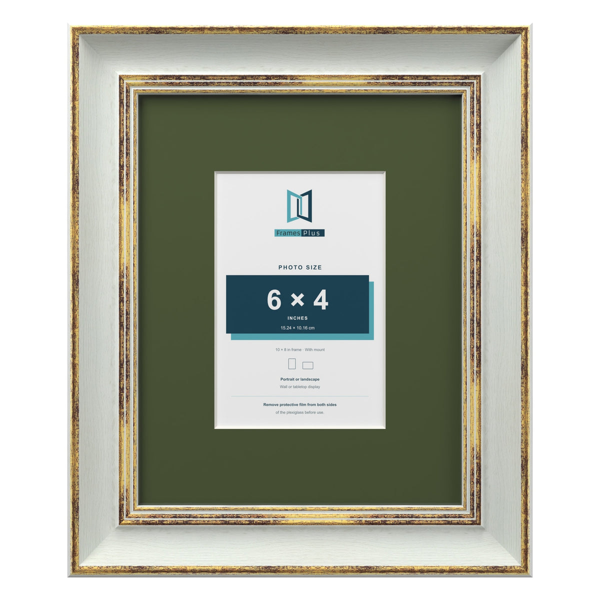 Cassis Light Grey 10 x 8 inch picture frame with a green mount for a 6 x 4 inch photo
