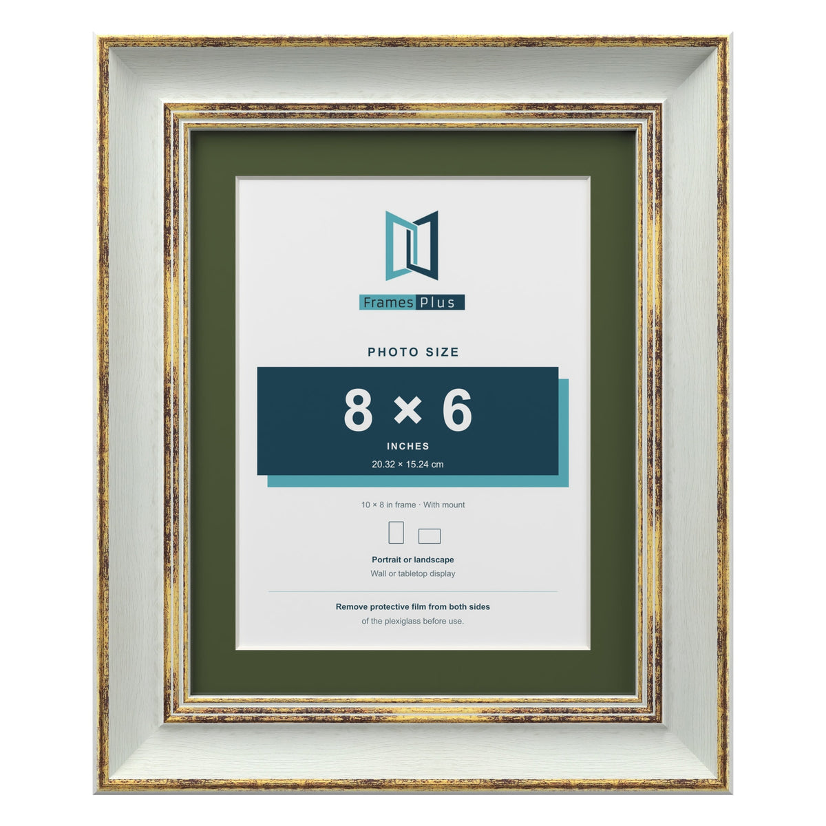 Cassis Light Grey 10 x 8 inch picture frame with a green mount for an 8 x 6 inch photo