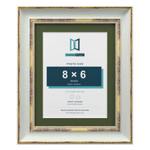 Cassis Light Grey 10 x 8 inch picture frame with a green mount for an 8 x 6 inch photo