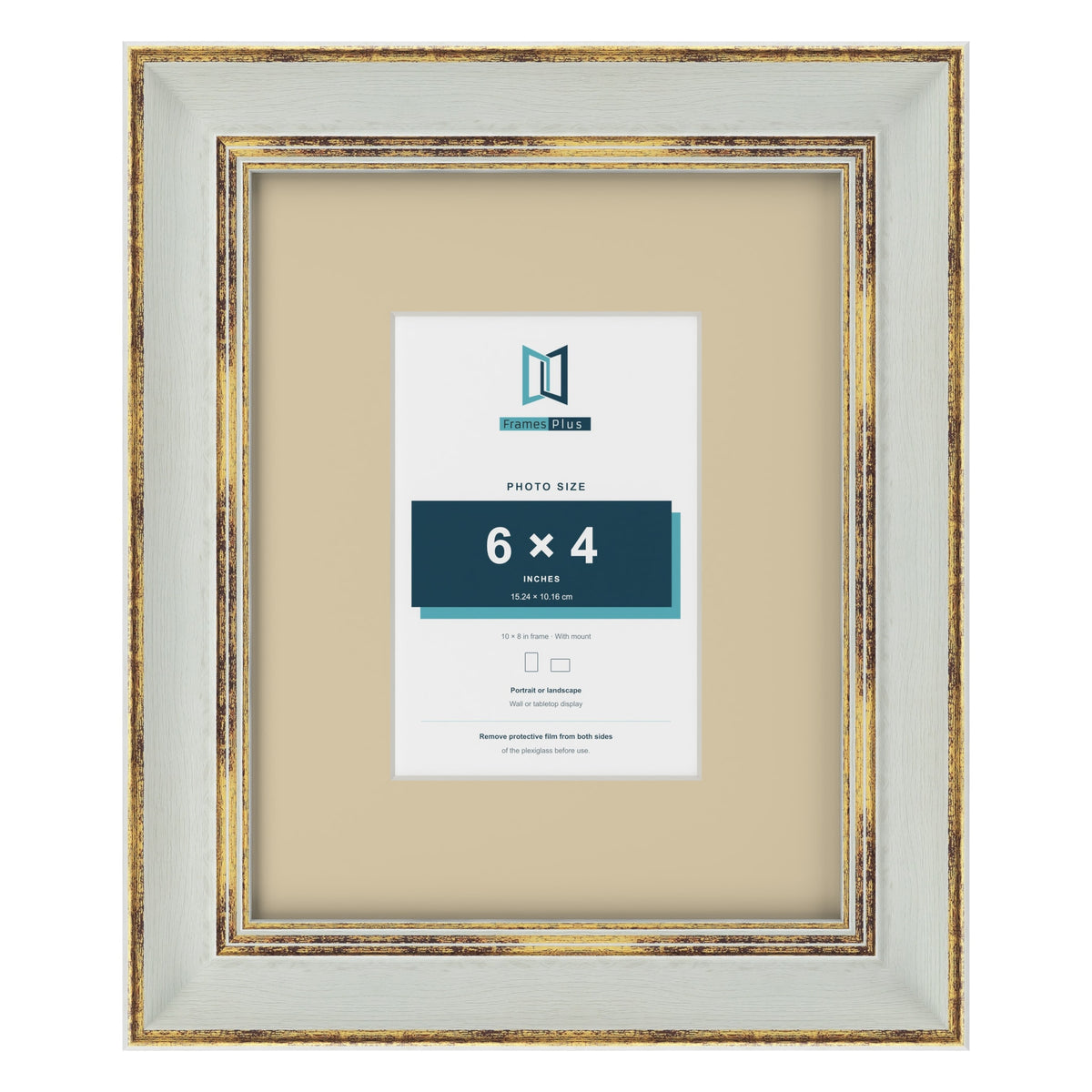 Cassis Light Grey 10 x 8 inch picture frame with an ivory mount for a 6 x 4 inch photo