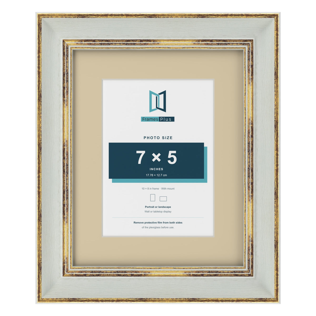 Cassis Light Grey 10 x 8 inch picture frame with an ivory mount for a 7 x 5 inch photo