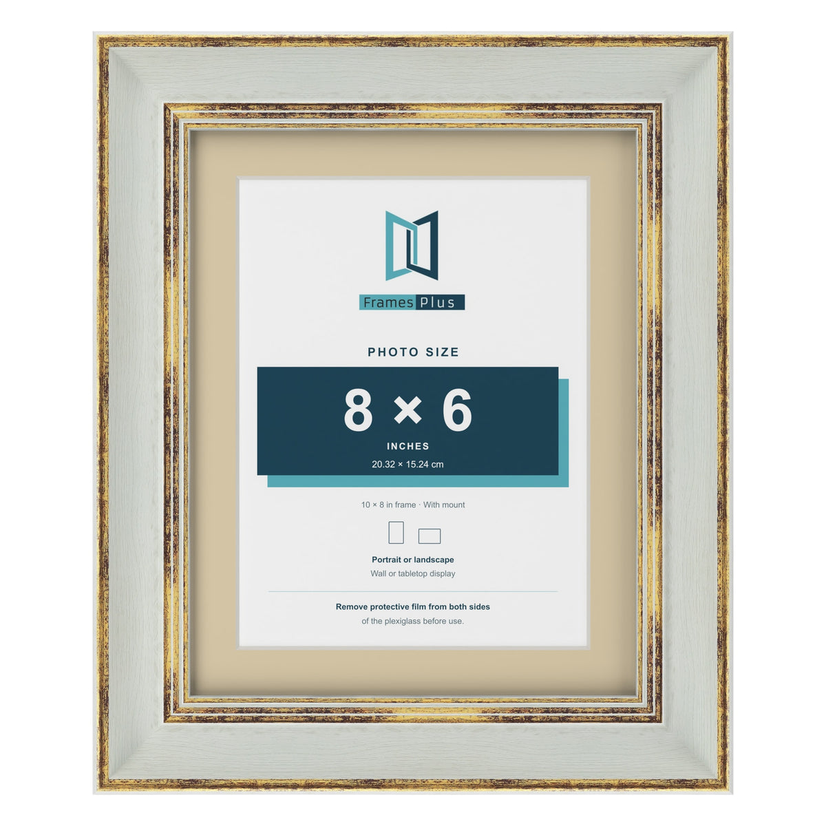 Cassis Light Grey 10 x 8 inch picture frame with an ivory mount for an 8 x 6 inch photo