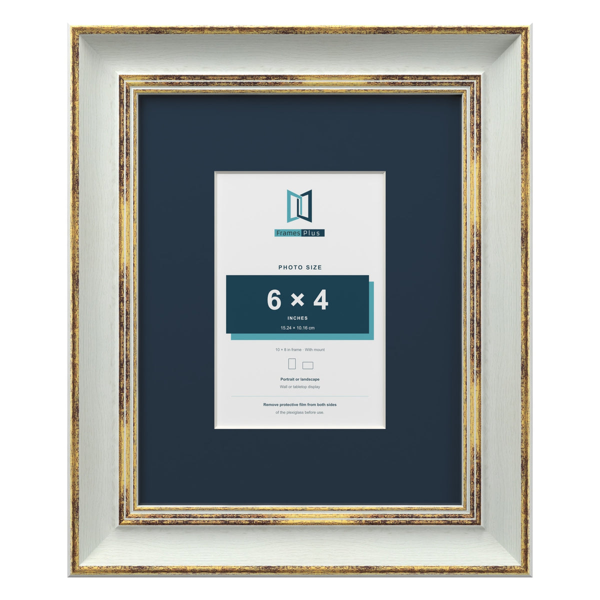 Cassis Light Grey 10 x 8 inch picture frame with a pacific blue mount for a 6 x 4 inch photo