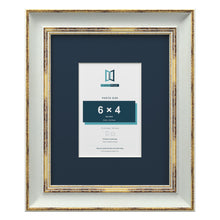 Cassis Light Grey 10 x 8 inch picture frame with a pacific blue mount for a 6 x 4 inch photo
