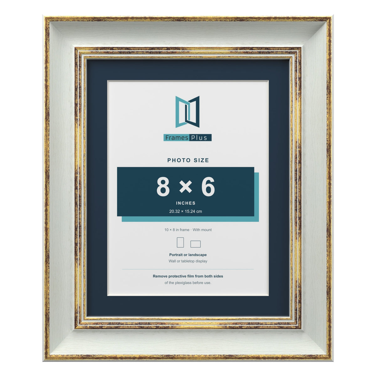 Cassis Light Grey 10 x 8 inch picture frame with a pacific blue mount for an 8 x 6 inch photo