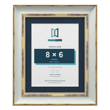 Cassis Light Grey 10 x 8 inch picture frame with a pacific blue mount for an 8 x 6 inch photo