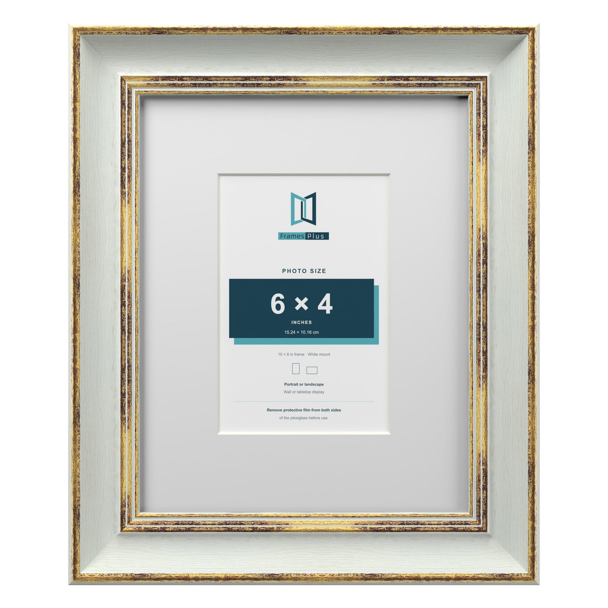 Cassis Light Grey 10 x 8 inch picture frame with a white mount for a 6 x 4 inch photo