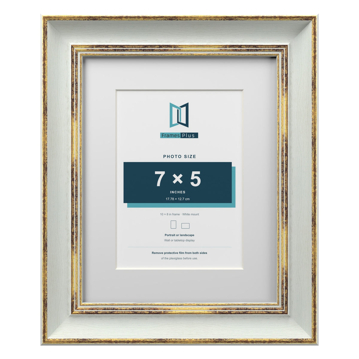Cassis Light Grey 10 x 8 inch picture frame with a white mount for a 7 x 5 inch photo