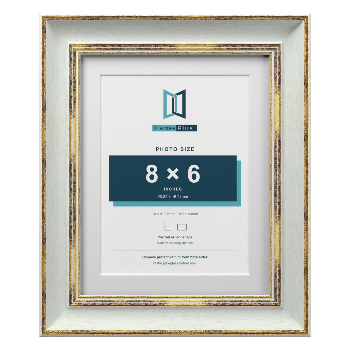 Cassis Light Grey 10 x 8 inch picture frame with a white mount for an 8 x 6 inch photo