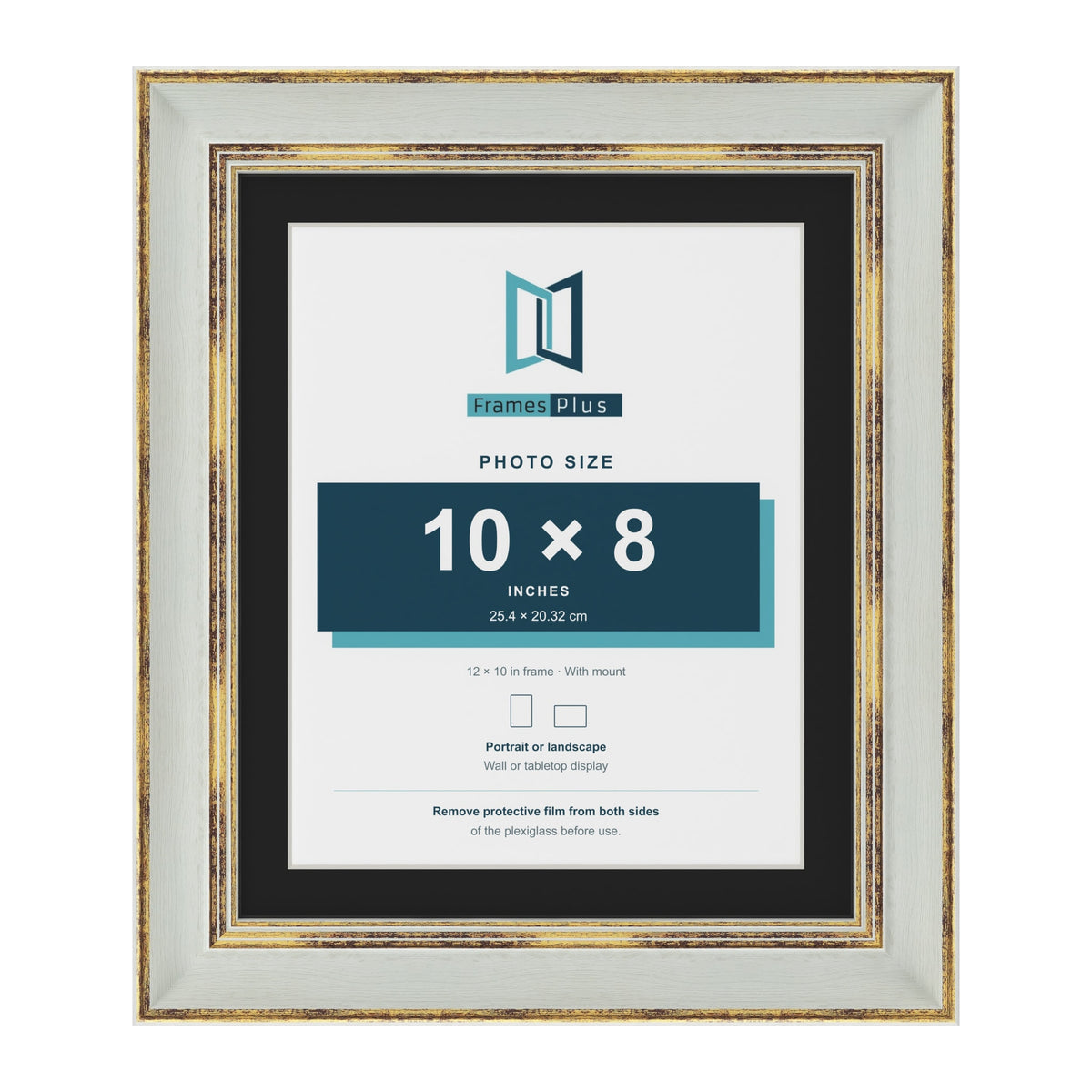 Cassis Light Grey 12 x 10 inch picture frame with a black mount for a 10 x 8 inch photo