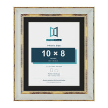 Cassis Light Grey 12 x 10 inch picture frame with a black mount for a 10 x 8 inch photo