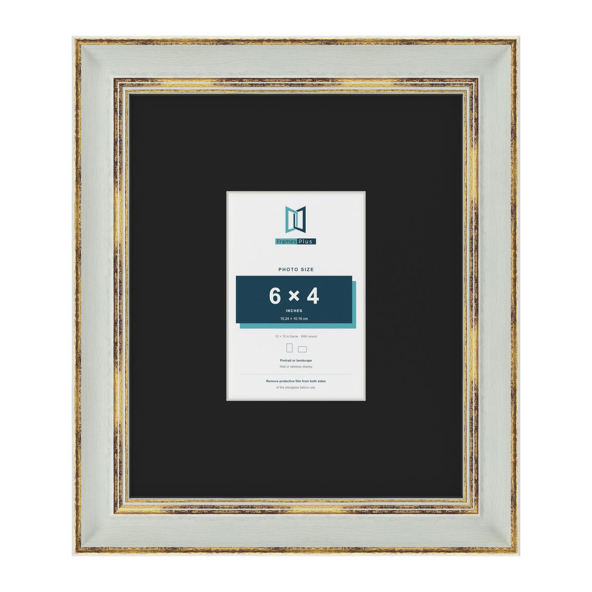 Cassis Light Grey 12 x 10 inch picture frame with a black mount for a 6 x 4 inch photo