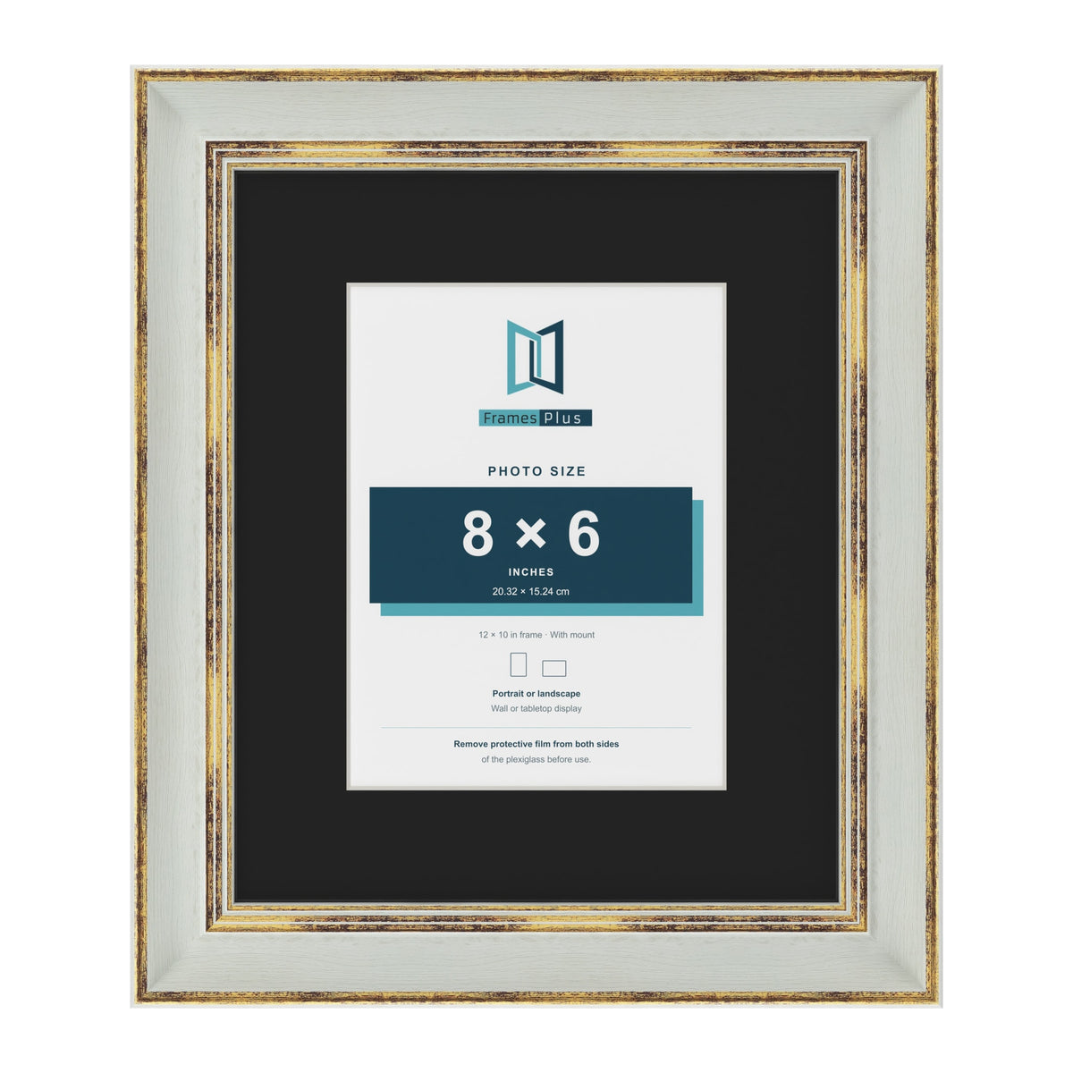 Cassis Light Grey 12 x 10 inch picture frame with a black mount for an 8 x 6 inch photo