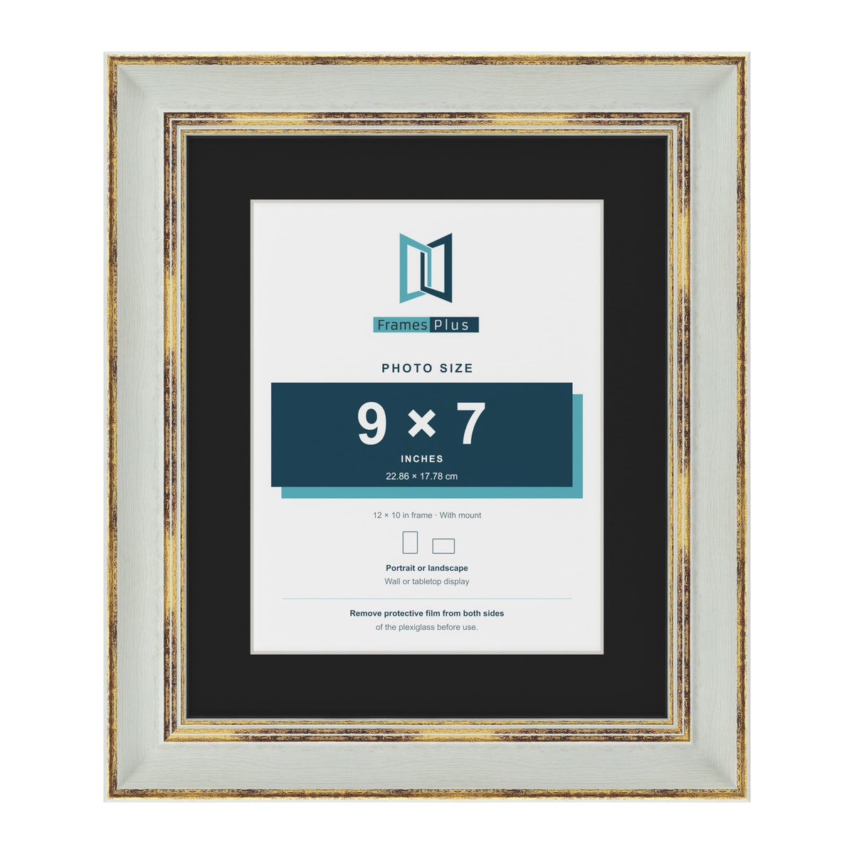 Cassis Light Grey 12 x 10 inch picture frame with a black mount for a 9 x 7 inch photo