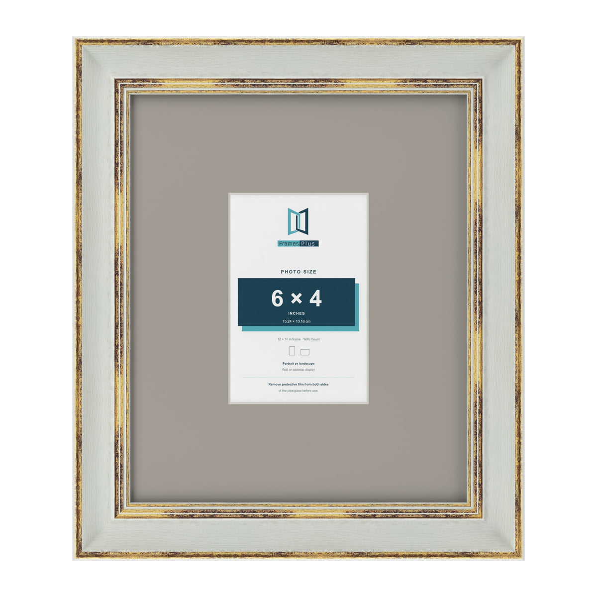 Cassis Light Grey 12 x 10 inch picture frame with a dawn grey mount for a 6 x 4 inch photo