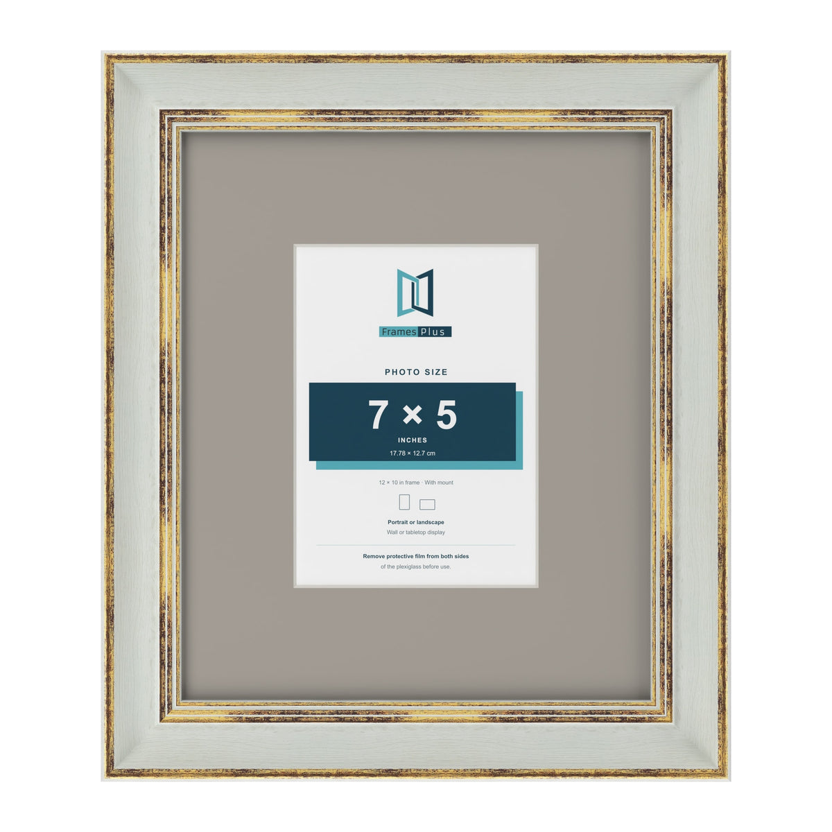 Cassis Light Grey 12 x 10 inch picture frame with a dawn grey mount for a 7 x 5 inch photo