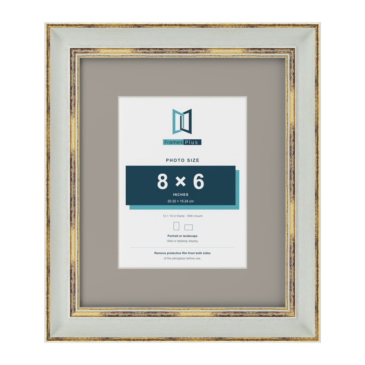 Cassis Light Grey 12 x 10 inch picture frame with a dawn grey mount for an 8 x 6 inch photo