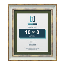 Cassis Light Grey 12 x 10 inch picture frame with a green mount for a 10 x 8 inch photo