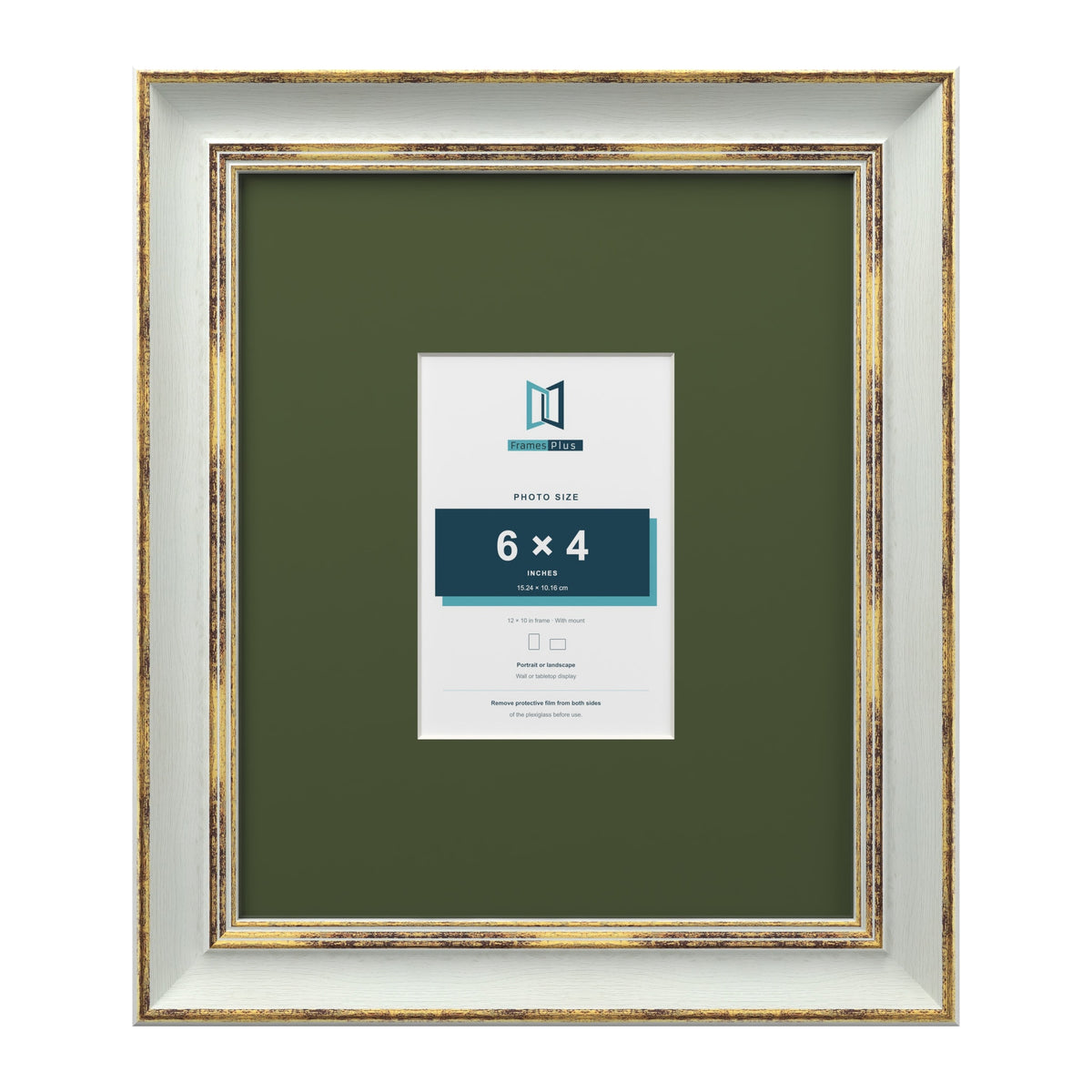 Cassis Light Grey 12 x 10 inch picture frame with a green mount for a 6 x 4 inch photo