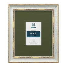 Cassis Light Grey 12 x 10 inch picture frame with a green mount for a 6 x 4 inch photo