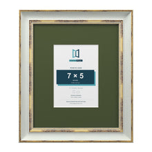 Cassis Light Grey 12 x 10 inch picture frame with a green mount for a 7 x 5 inch photo