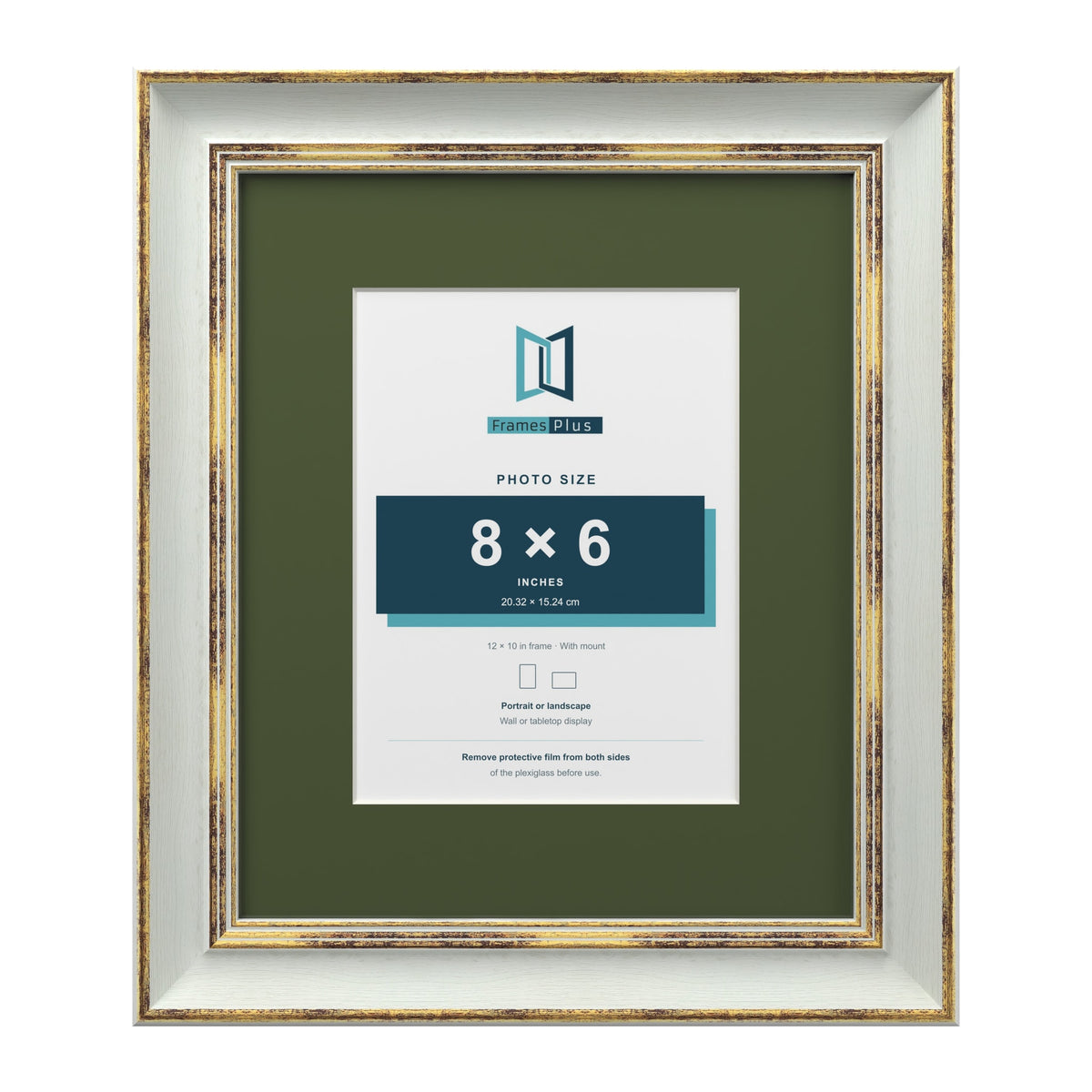 Cassis Light Grey 12 x 10 inch picture frame with a green mount for an 8 x 6 inch photo