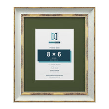 Cassis Light Grey 12 x 10 inch picture frame with a green mount for an 8 x 6 inch photo