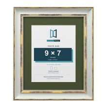 Cassis Light Grey 12 x 10 inch picture frame with a green mount for a 9 x 7 inch photo