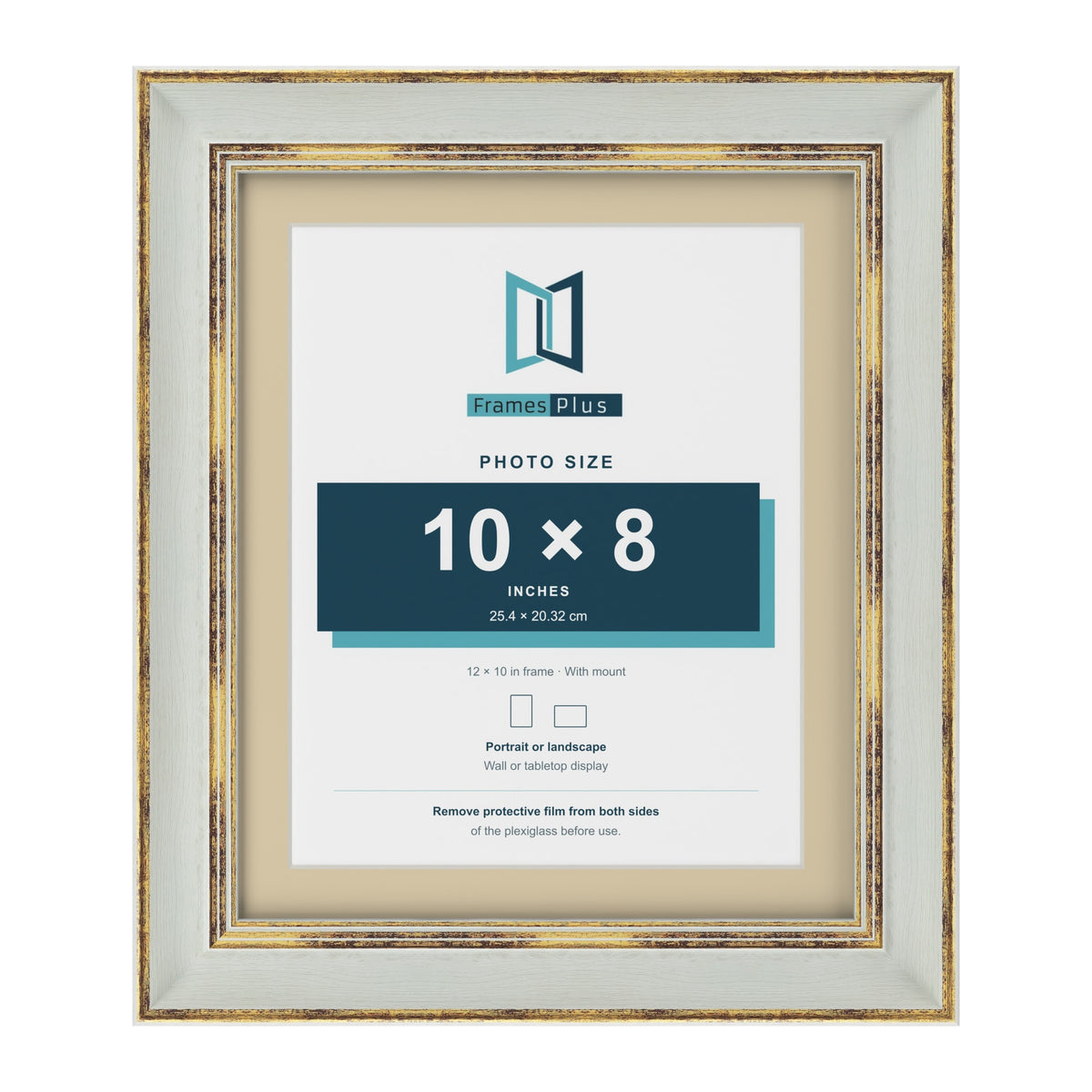 Cassis Light Grey 12 x 10 inch picture frame with an ivory mount for a 10 x 8 inch photo