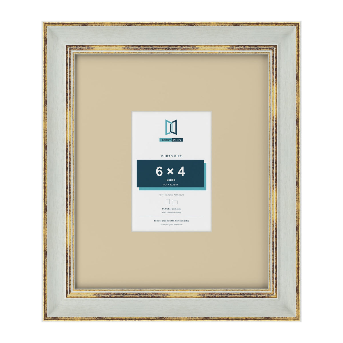 Cassis Light Grey 12 x 10 inch picture frame with an ivory mount for a 6 x 4 inch photo