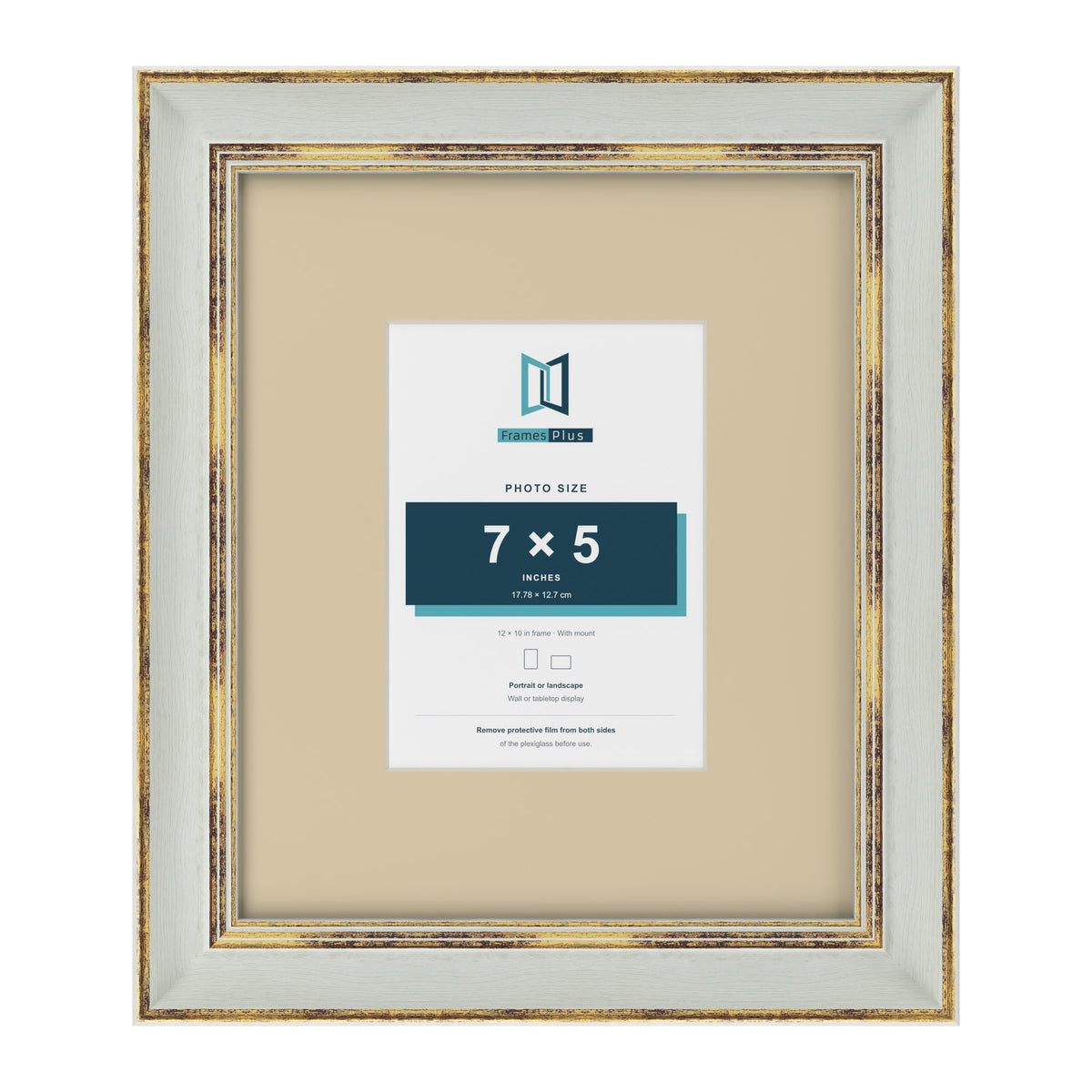 Cassis Light Grey 12 x 10 inch picture frame with an ivory mount for a 7 x 5 inch photo