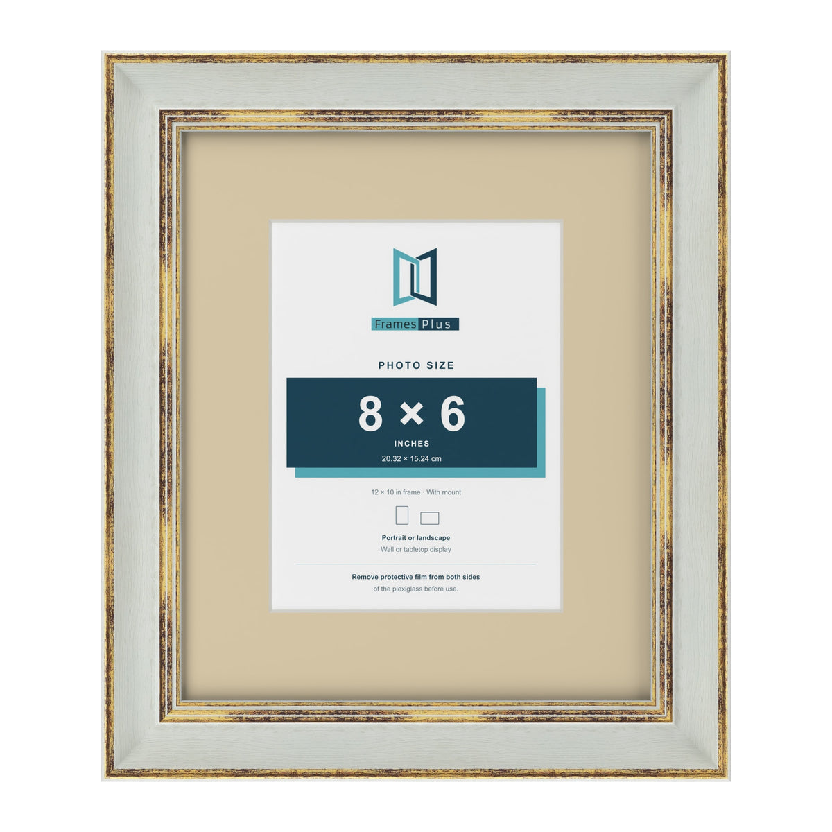 Cassis Light Grey 12 x 10 inch picture frame with an ivory mount for an 8 x 6 inch photo