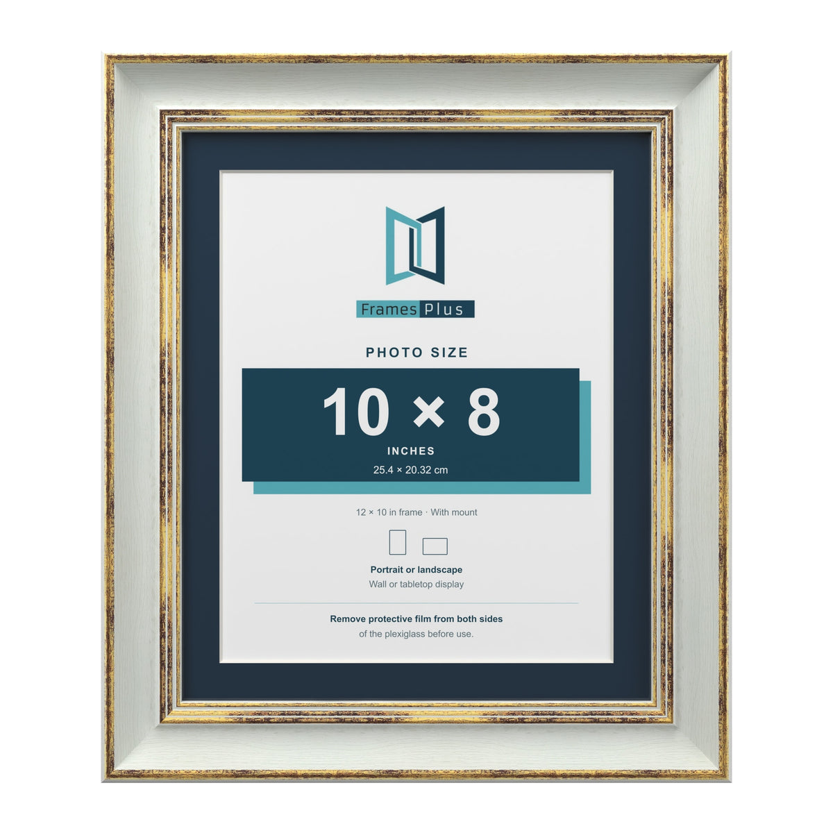Cassis Light Grey 12 x 10 inch picture frame with a pacific blue mount for a 10 x 8 inch photo