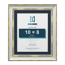 Cassis Light Grey 12 x 10 inch picture frame with a pacific blue mount for a 10 x 8 inch photo