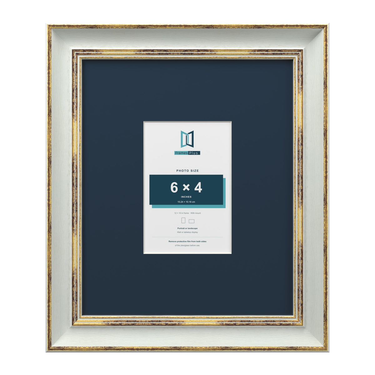 Cassis Light Grey 12 x 10 inch picture frame with a pacific blue mount for a 6 x 4 inch photo