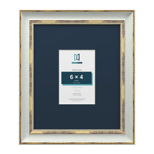 Cassis Light Grey 12 x 10 inch picture frame with a pacific blue mount for a 6 x 4 inch photo