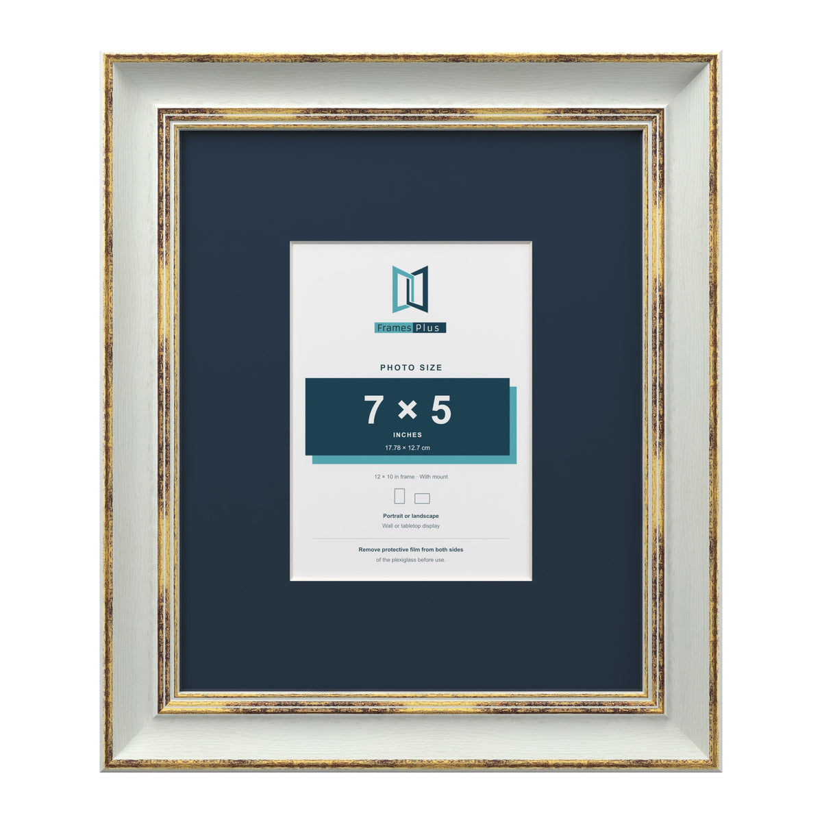 Cassis Light Grey 12 x 10 inch picture frame with a pacific blue mount for a 7 x 5 inch photo