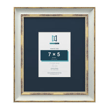 Cassis Light Grey 12 x 10 inch picture frame with a pacific blue mount for a 7 x 5 inch photo