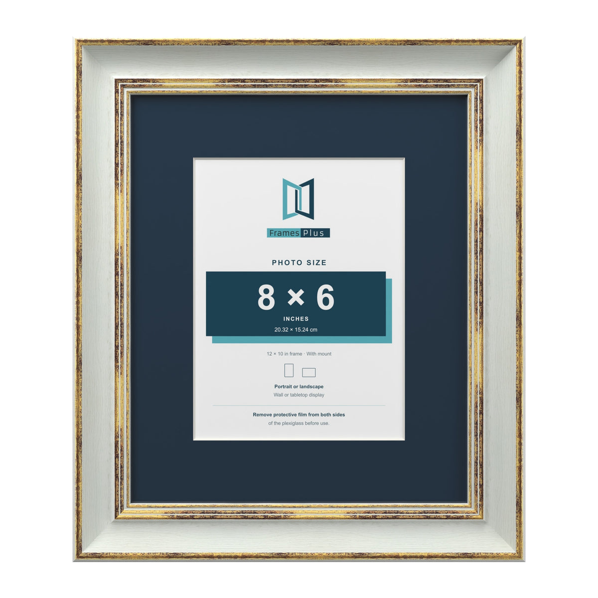 Cassis Light Grey 12 x 10 inch picture frame with a pacific blue mount for an 8 x 6 inch photo