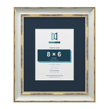 Cassis Light Grey 12 x 10 inch picture frame with a pacific blue mount for an 8 x 6 inch photo