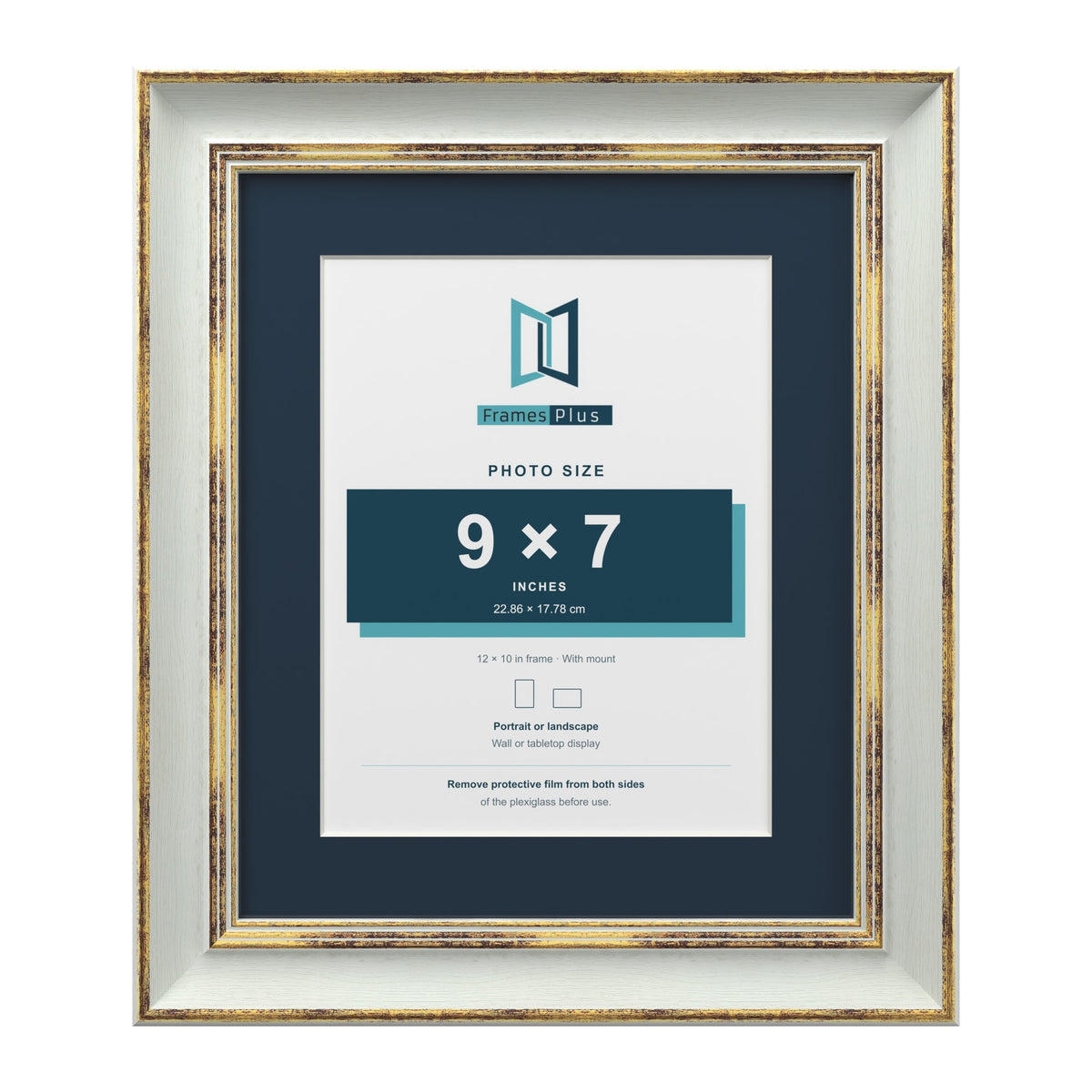 Cassis Light Grey 12 x 10 inch picture frame with a pacific blue mount for a 9 x 7 inch photo
