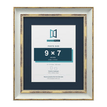 Cassis Light Grey 12 x 10 inch picture frame with a pacific blue mount for a 9 x 7 inch photo