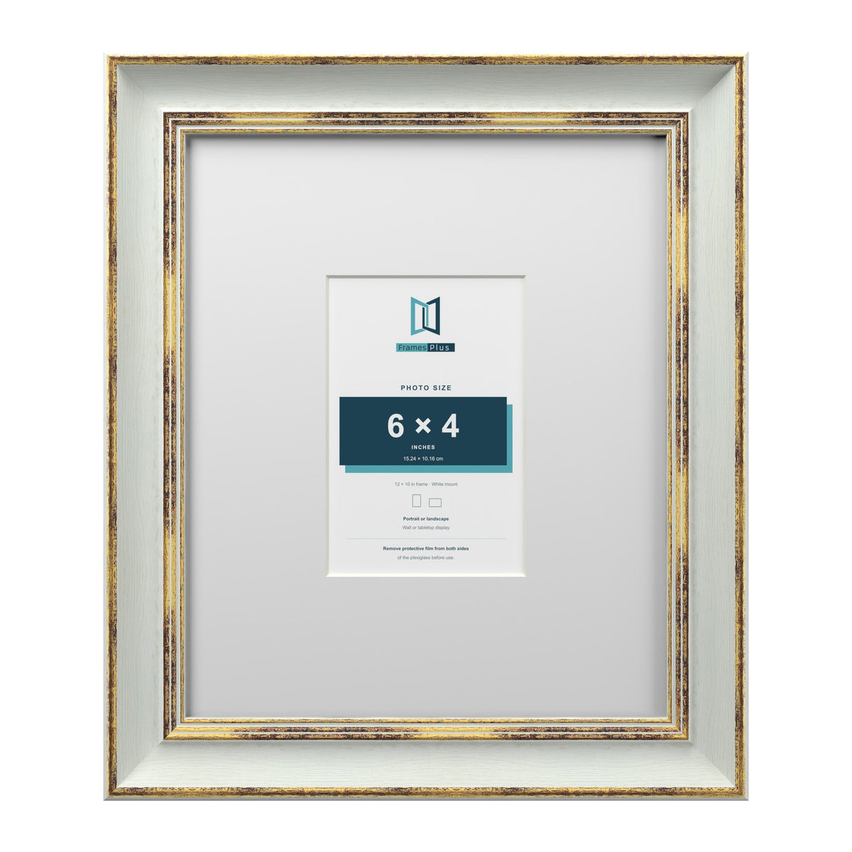 Cassis Light Grey 12 x 10 inch picture frame with a white mount for a 6 x 4 inch photo