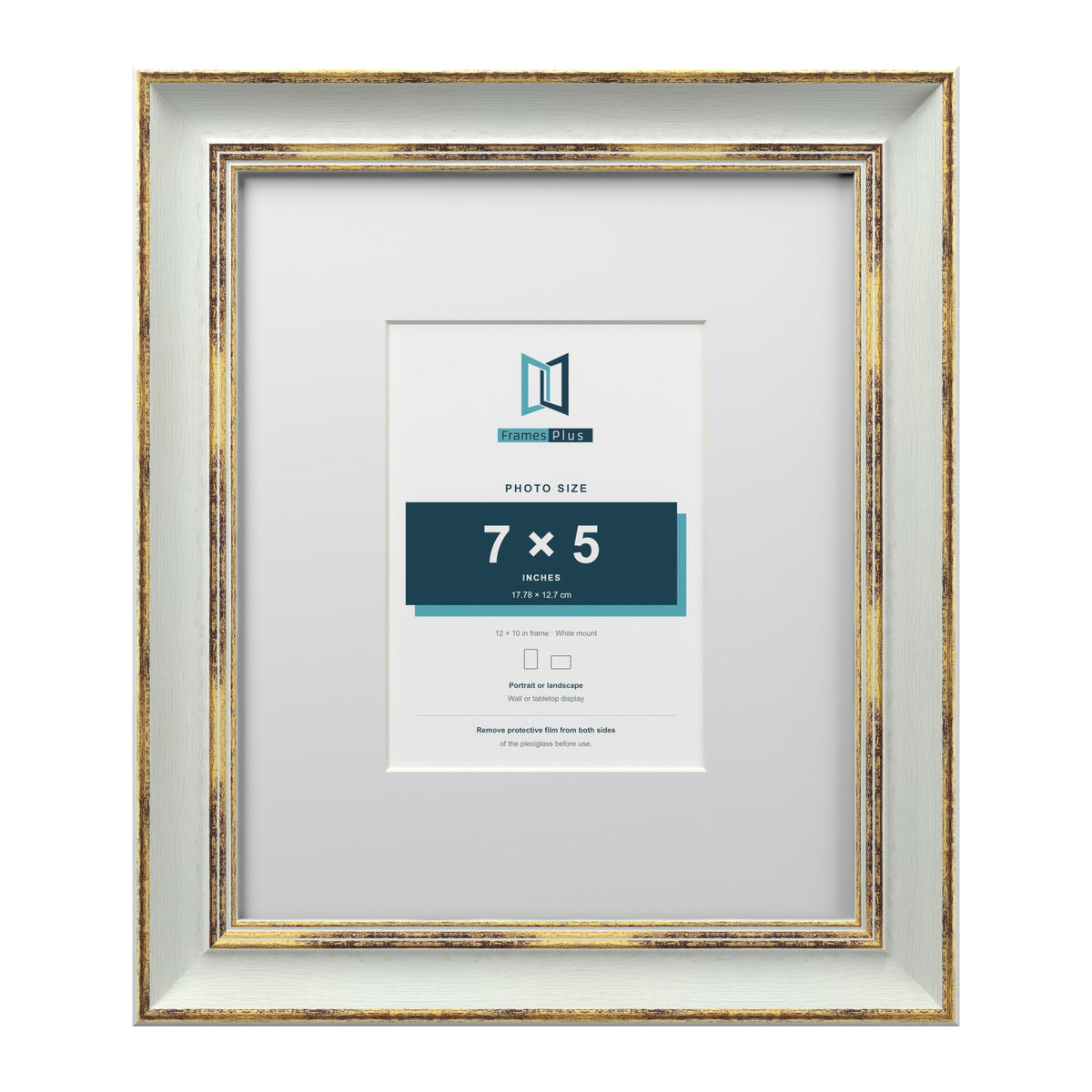Cassis Light Grey 12 x 10 inch picture frame with a white mount for a 7 x 5 inch photo