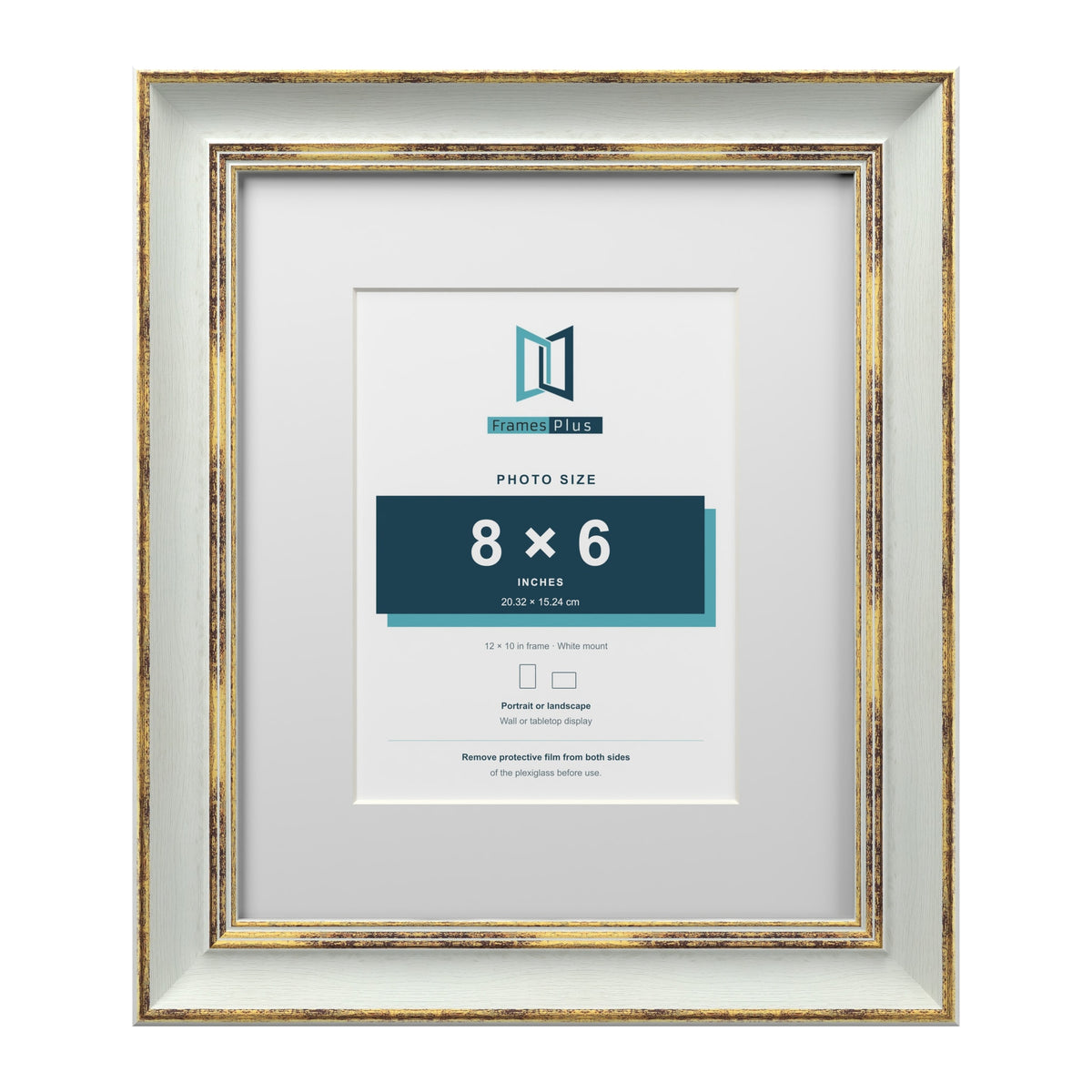 Cassis Light Grey 12 x 10 inch picture frame with a white mount for an 8 x 6 inch photo