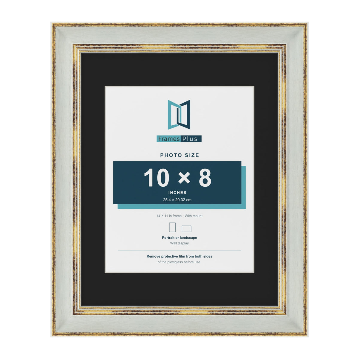 Cassis Light Grey 14 x 11 inch picture frame with a black mount for a 10 x 8 inch photo