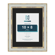 Cassis Light Grey 14 x 11 inch picture frame with a black mount for a 10 x 8 inch photo