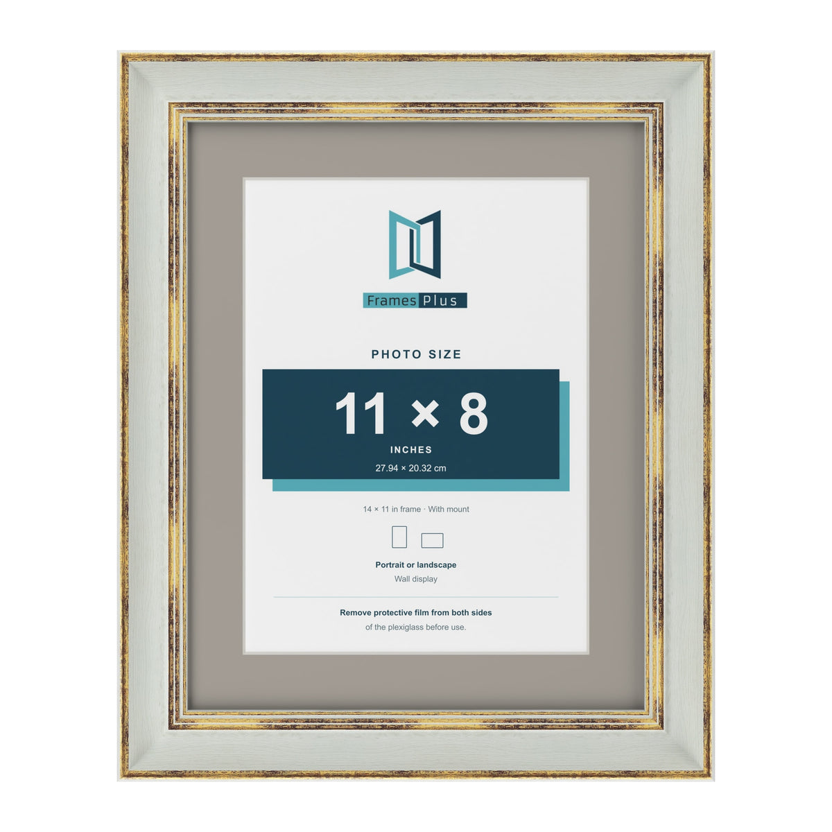 Cassis Light Grey 14 x 11 inch picture frame with a dawn grey mount for an 11 x 8 inch photo