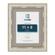 Cassis Light Grey 14 x 11 inch picture frame with a dawn grey mount for an 11 x 8 inch photo